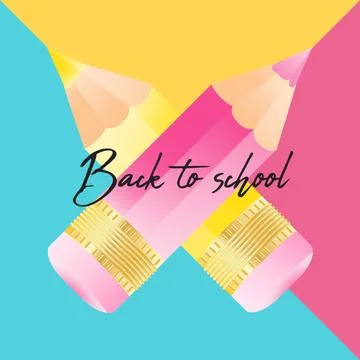 Back to school typography quote and color pencil on background Stock Illustration
