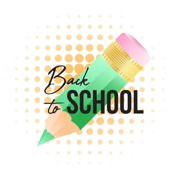 Back to school typography quote and color pencil with eraser on background Stock Illustration