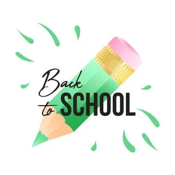 Back to school typography quote and color pencil with eraser on background Stock Illustration