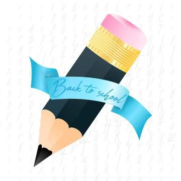 Back to school typography quote and color pencil with eraser on background Stock Illustration