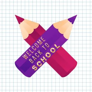 Back to school typography quote and color pencil with eraser on background Stock Illustration