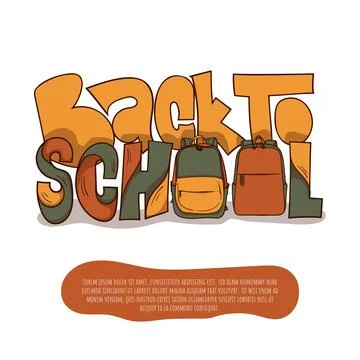Back to school. typography template in cartoon design with school bag for b.. Stock Illustration