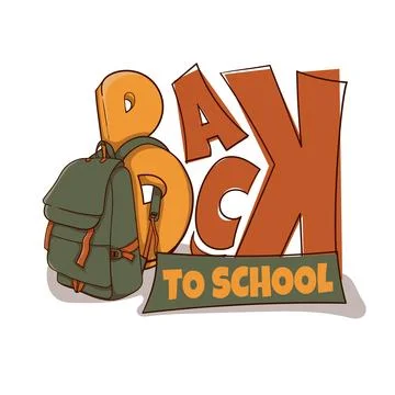 Back to school. Typography template design with letter b carrying a bag for.. Stock Illustration