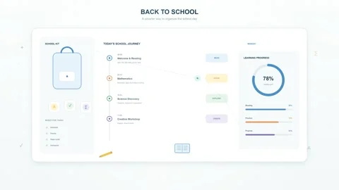 Back to School UI App Concept Dashboard Animation Vídeos de archivo 344353196