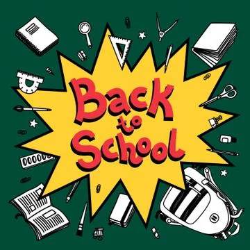 Back to school vector background. Cartoon comics bang speech bubble with line Stock Illustration