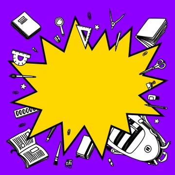 Back to school vector background. Cartoon comics empty bang speech bubble with Stock-Illustration