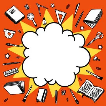 Back to school vector background. Cartoon comics empty bang speech bubble with Stock Illustration