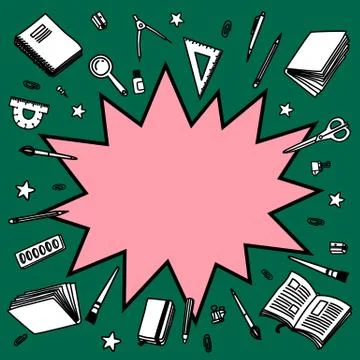 Back to school vector background. Cartoon comics empty bang speech bubble with Stock Illustration