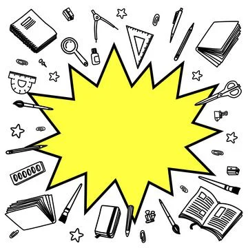 Back to school vector background. Cartoon comics empty bang speech bubble with Stock Illustration