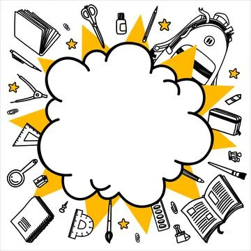 Back to school vector background. Cartoon comics empty bang speech bubble with Stock Illustration