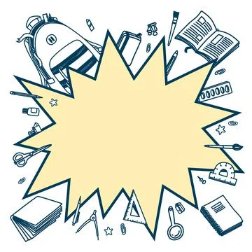 Back to school vector background. Cartoon comics empty bang speech bubble with Stock Illustration