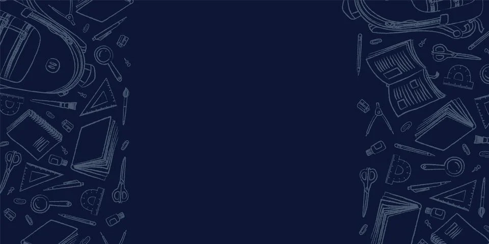 Back to school vector background. Chalk doodles on blackboard. Stock Illustration