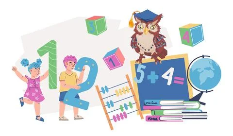 Back to school vector banner background design with children . on white bac.. Stock Illustration