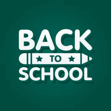 Back to school vector banner design with 3d title and pencil in green chalkbo 库存插图