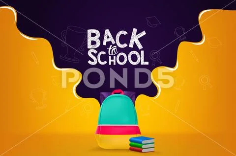 Back to School Vector Banner Design Illustration Background Stock Illustration