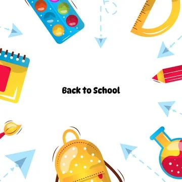 Back to school vector cartoon frame Stock Illustration