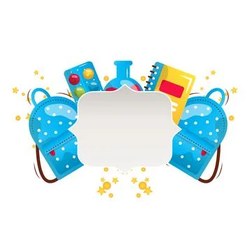 Back to school vector cartoon frame Stock Illustration