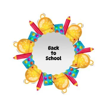 Back to school vector cartoon frame Stock Illustration