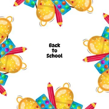 Back to school vector cartoon frame Stock Illustration