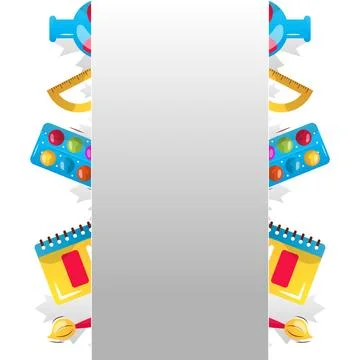 Back to school vector cartoon frame Stock Illustration