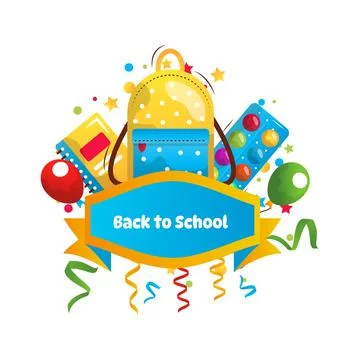 Back to school vector cartoon frame Stock Illustration