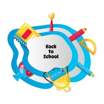 Back to school vector cartoon frame Stock Illustration