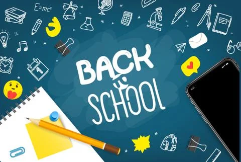 Back to school vector concept with elements Stock Illustration