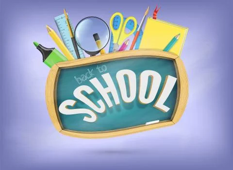 Back to school vector concept with school supplies, education element and Stock Illustration