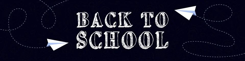 Back to school. Vector dark blue background with contour images イラスト素材