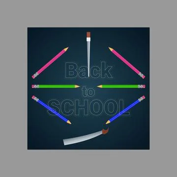 Back to school vector design and pen educational elements. Stock Illustration