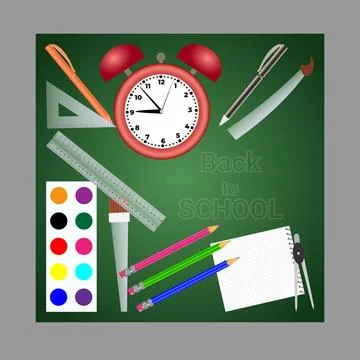 Back to school vector design and pen educational elements. Stock Illustration