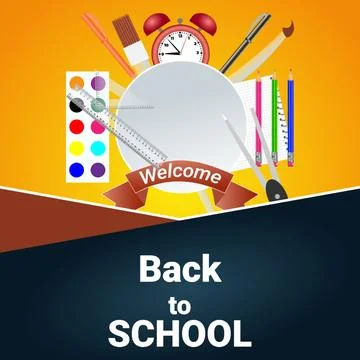 Back to school vector design and pen educational elements. Stock Illustration