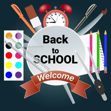 Back to school vector design and pen educational elements. Stockillustratie