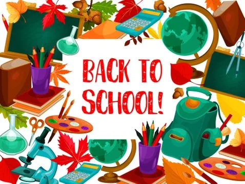 Back to School vector education study poster Stock Illustration