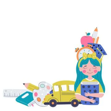 Back to school vector frame Stock Illustration