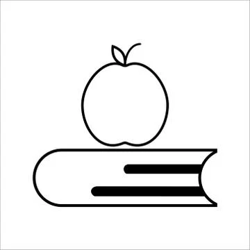 Back To School Vector Icon Illustration. Apple Fruit And Book Icon Concept Wh Stock Illustration