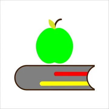 Back To School Vector Icon Illustration. Apple Fruit And Book Icon Concept Wh Stock Illustration