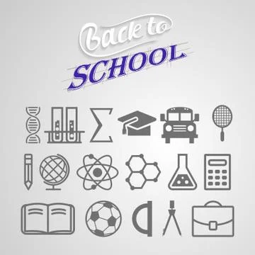 Back to school, vector icon set Stock Illustration