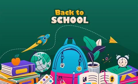Back to school vector illustration. School tools, accessory supplies. Greeting Stock Illustration