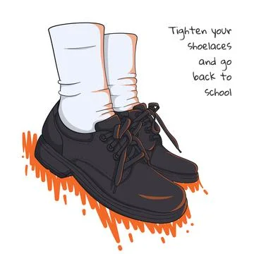 Back to school. vector illustration of school shoes with socks in cartoon f.. Stock Illustration