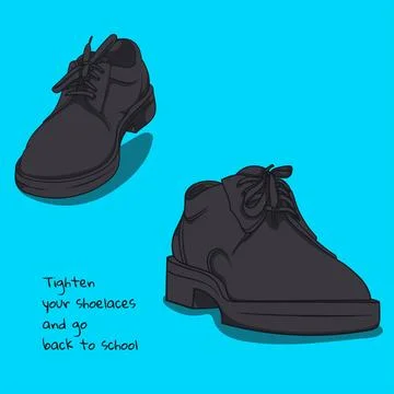 Back to school. vector illustration of school shoes with black design in ca.. Stock Illustration