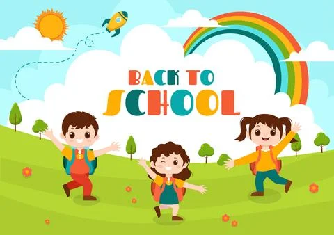 Back to School Vector Illustration with Schools Elements and Learning Equip.. Illustrazione stock