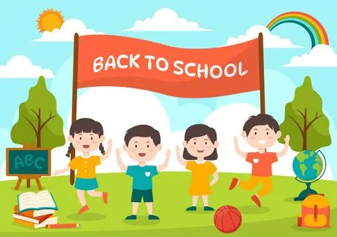 Back to School Vector Illustration with Schools Elements and Learning Equip.. Stock Illustration