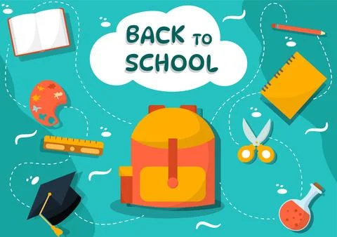 Back to School Vector Illustration with Schools Elements and Learning Equip.. Stock Illustration