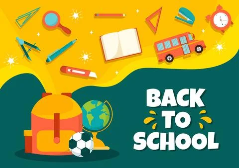 Back to School Vector Illustration with Schools Elements and Learning Equip.. Stock Illustration