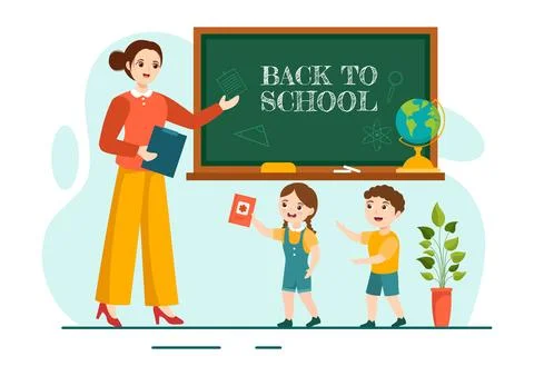 Back to School Vector Illustration with Schools Elements and Learning Equip.. Stock Illustration