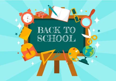 Back to School Vector Illustration with Schools Elements and Learning Equip.. Illustrazione stock