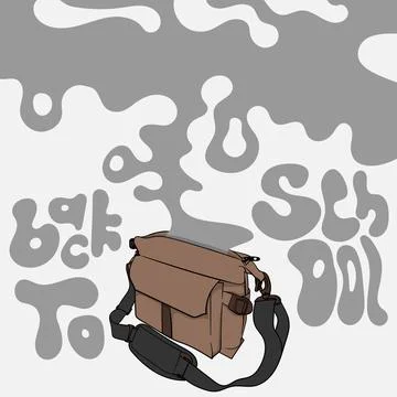 Back to school. vector illustration of sling bag emitting dark smoke and fo.. Stock Illustration