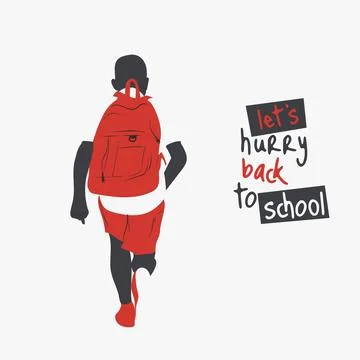 Back to school. vector illustration of students run to go back to school in.. Stock Illustration