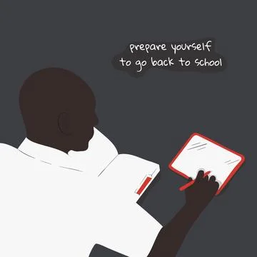 Back to school. vector illustration of students studying while operating a .. Stock Illustration